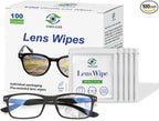 VisClear Lens Wipes for Eyeglasses, 100 counts, Ocean Scent, Individually Wrapped, Glasses Wipes, Safe for Eye Glasses,Camera Lens & Electronic Screens