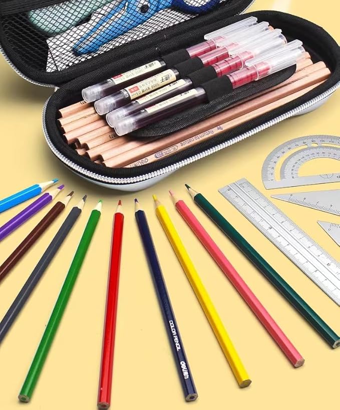 XZR Supercar Pen Case Box Bag Stocking Stuffers Large Capacity Organizer Cool Supercar Pencil Bag Storage Box EVA Material Nice Gift (Blue)
