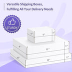 Eupako 18 Pack Small Shipping Boxes Assorted Sizes, 6x4x3, 12x9x3, 13x10x2-6 PCS Each Small Boxes, White Corrugated Box Mailers, Cardboard Boxes for Packaging Small Business, Mailing