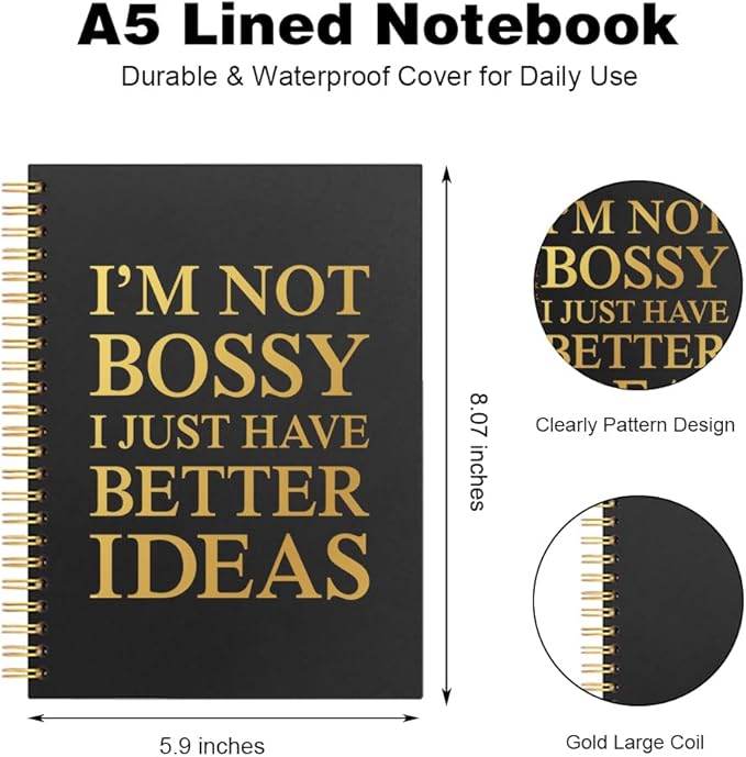 Vgrti I'm Not Bossy Just Have Better Ideas Spiral Notebook, Funny Saying Sarcastic Work Notebook for Coworkers Boss Adults, Office Humor Gag Gifts Promotion Gifts for Women Men Leader Dad Mom Manager