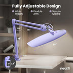 Neatfi XL 2,200 Lumens LED Desk Lamp with Clamp, 24W Bright Architect Task Lamp, 20 Inches Dimmable Computer Light, Adjustable Desk Light for Home, Office, Crafts, Nails & Hobbies (Non-CCT, Lavender)