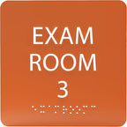 ADA CENTRAL SIGNS - 6" X6" Exam Room 3 Sign - ADA Compliant Tactile Graphics Grade 2 Braille Text Acrylic Wall Signs - Educational Institution Directional Assistance Test Center Door Sign for Schools