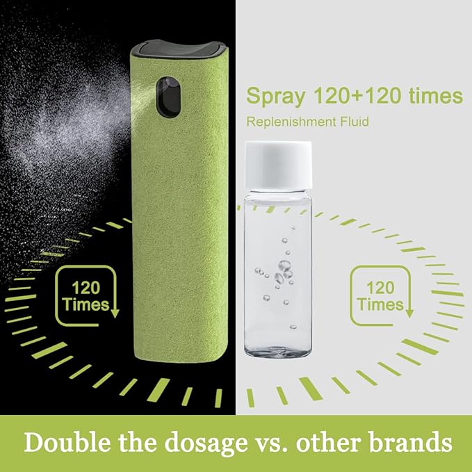 Screen Cleaner Touchscreen Mist Spray, walrfid Cleaning Kit for Electronic Smart Phone TV, Laptop, Tablet, PC, Computer LCD Flat Screens, Eyeglasses, Compatible with iPhone iPad MacBook Pro - Green