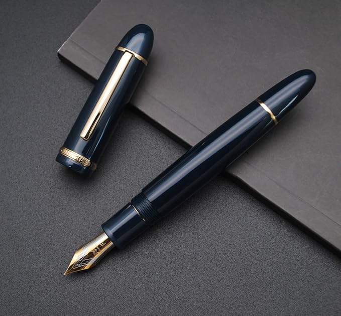 JINHAO X159 Fountain Pen (F Nib 0.5mm, Dark Blue with Gold Clip)