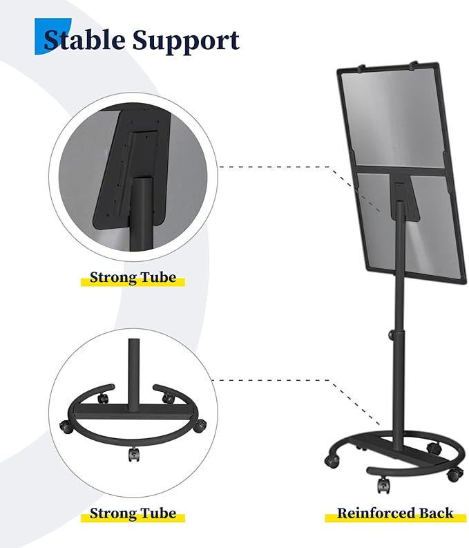 Mobile Whiteboard – 36 x 24 inches Portable Magnetic Dry Erase Board, 3' x 2' Stand Easel White Board Dry Erase Easel Standing Board w/Flipchart Hooks (Black)