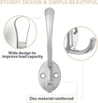 Homanu 14 Pack Coat Hooks Wall Mounted with 28 Screws, Heavy Duty Silver Towel Hooks Metal Double Hooks, No Rust Retro Rustic Wall Hooks for Hanging Towel, Coat, Scarf, Bag, Hat, Cup, Key