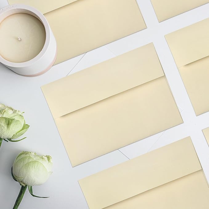 Goefun Cream Blank Cards and Envelopes, 5x7 Folded Ivory Cardstock and A7 Envelopes Self Seal 100 Pack for Wedding, Invitations, DIY Greeting Cardstock, Thank You Cards & All Occasion