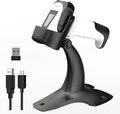 Laser Wireless Handheld Barcode Reader with Stand Bluetooth & 2.4Ghz and USB Wired 3 in 1 Working 1800mAh for Computer POS, Handheld 1D Bar Code Reader for Warehouse Library Supermarket