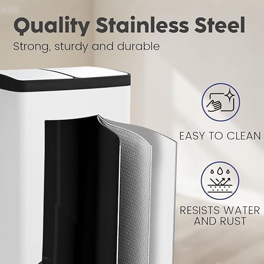 JM ·YIPENG Kitchen Trash Can, 2 x 8 Gallon (2 x 30 L) Recycling Bin with Lid, Double Trash Cans, Soft-Close Foot Pedal, 2 Compartments Garbage Cans for Kitchen, Dual Trash Can, White