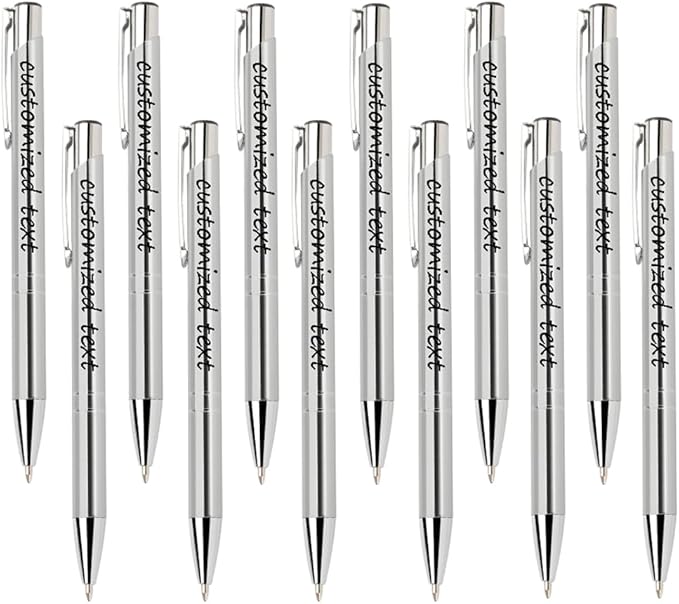Yucold Customized ballpoint pens in bulk, personalized ballpoint pens with free engraving, for use in companies, enterprises, graduation anniversaries (Silver,78)