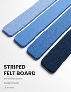 Fluxynara Cork Board Alternative Felt Strip Board 8-Pack 13"x2", Office Pin Board with 50 Push Pins, Adhesive Install for Bedroom Door & Home Office(Denim Mist)