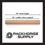 Packhorse Supply 4-pack Kraft Mailing Tubes with Caps | 3-inch x 18-inch Usable (19" total length) | Heavy-Duty Cardboard Poster Tubes for Shipping and Storage of Documents and Art
