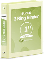 SUNEE 3 Ring Binder 1 Inch 1 Pack, Clear View Binder Three Ring PVC-Free (Fit 8.5x11 Inches) for School or Office Supplies, Light Yellow