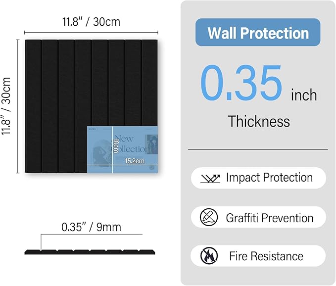 Baysola Large Cork Boards for Walls – 36 x 24 Self Adhesive Felt Wall Tiles, Ideal for Office Black Bulletin Board, Easy to Install Pin Board Photo Board Dart Board Wall Protectors