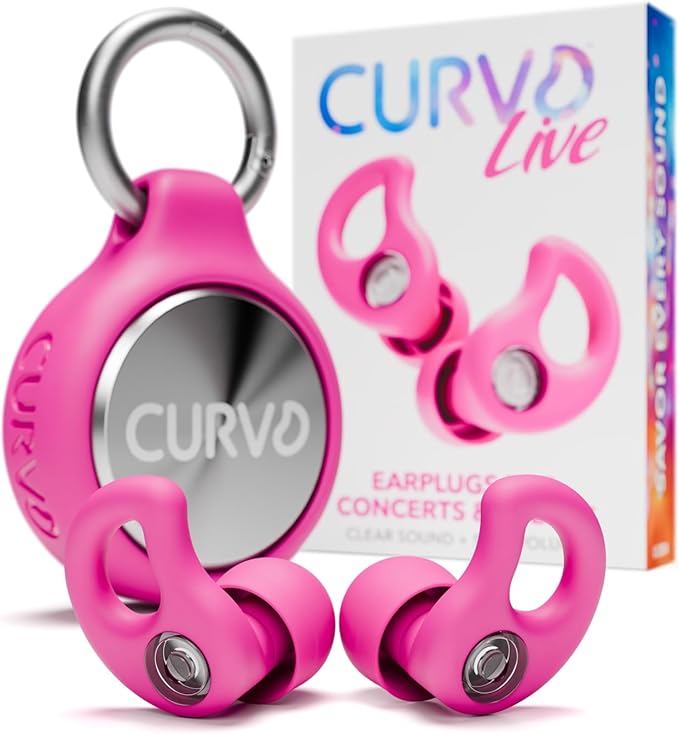 CURVD Live Stylish High-Fidelity Concert Earplugs for Live Events up to 14 dB Noise Reduction, 5 Tip Sizes & Carry Case