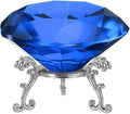 PATIKIL Diamond Crystal Paperweight, 80mm / 3.15" Crystal Paperweight Paper Weight with Silver 19 Metal Base for Home Office Desktop Table Decor Wedding Party Ornaments, Dark Blue