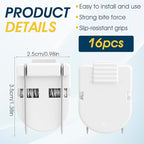 Quilax 16Pack Cubicle Clips for Fabric Walls, Square Cubicle Hooks, Bulletin Board Clip, Cubicles Accessories for Notes Photos Documents(White)