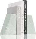 Faticdorr Luxury Marble Bookends for Shelves, 11LB Heavy Duty Marble Book Ends for Heavy Books, Stone Bookends Decorative, Polished, Light Green Triangular, Set of 2