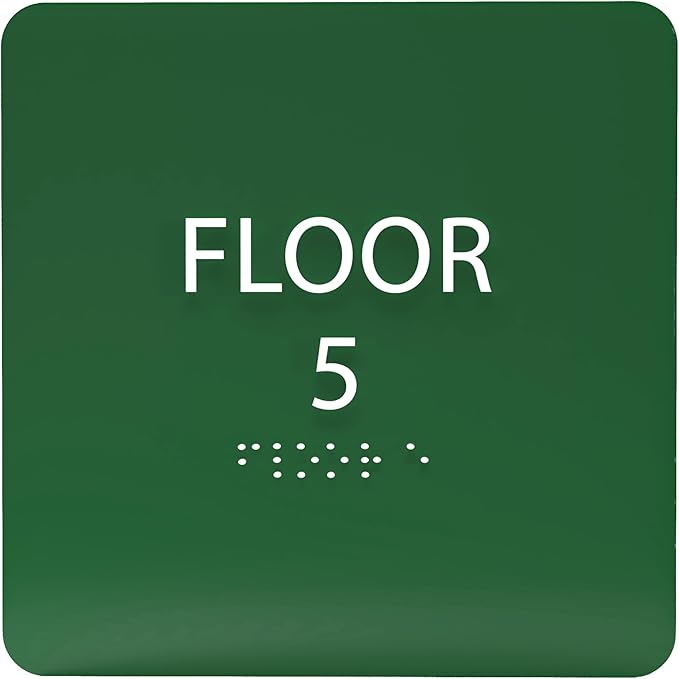 ADA CENTRAL SIGNS - 6" X6" Floor 5 Sign - ADA Compliant Tactile Graphics Grade 2 Braille Text Acrylic Wall Signs - Directional Assistance, Floor Number Safety Sign for Office, school Hospital, Apartment