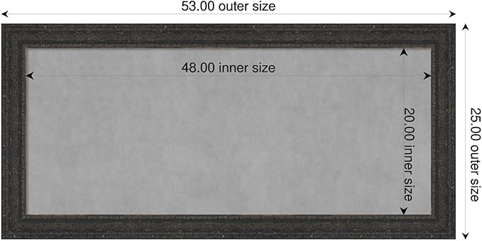 Amanti Art Black Framed Magnetic Board 25x53 Oversize Vision Board for use with Magnets, 100% Metal Sheet to Display Items as Office Decor or for Home Organization in mudroom, Kitchen or Kids Room