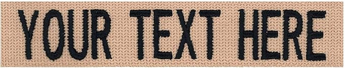 Northern Safari Custom Uniform Name Tapes Solid Colors. Coyote Tan Webbing, 4 Inch Sew on