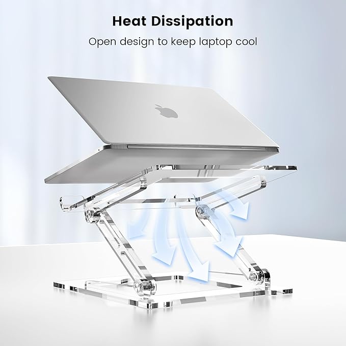 VIGLT Laptop Stand for Desk, Portable Acrylic Laptop Riser, Ergonomic Adjustable Computer Stand Holder for Notebook MacBook Air Pro, Dell XPS, HP (10-17.3'')