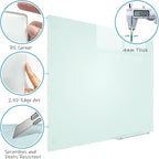 JYYPWB Glass Magnetic Dry-Erase Board - 48 x 36 Inches Hanging Glass Whiteboard for Wall, Large Frameless Magnetic White Board for Office, Home & School
