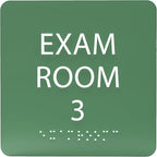ADA CENTRAL SIGNS - 6" X6" Exam Room 3 Sign - ADA Compliant Tactile Graphics Grade 2 Braille Text Acrylic Wall Signs - Educational Institution Directional Assistance Test Center Door Sign for Schools