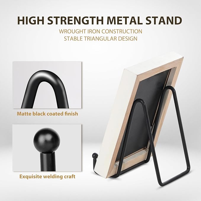 LIONWEI LIONWELI Plate Display Stand Easel Holders - 4.5" Tabletop Metal Stands for Decorative Plates, Photos & Picture Frames - Black, 4-Pack