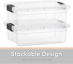 Superio Clear Storage Boxes with Lids, 2.3 Quart Plastic Container Bins for Organizing, Stackable Crates, BPA Free, Non Toxic, Odor Free, Organizers for Home, Office and Dorm, 4 Pack