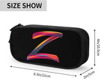 Pazacon Cute Initial Pencil Case for Kids Students, Large Capacity Pencil Pouch for Boys Girls, Letter Design Pencil Box Pen Bag Office Stationery Organizer, Rainbow Letter Z