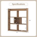 Giantex 7 Cubes Bookshelf, Free-Standing Wooden Bookcase, 4 Tier Home Display Shelf, Horizontal Storage Unit w/Anti-Toppling Devices, Open-Back Display Rack for Study, Living Room (2, Natural)