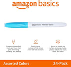 Amazon Basics Fine Tip Point Permanent Markers for Office, School, and Home Use, Assorted Colors, 24 Pack
