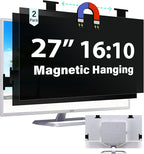 [2 Pack] Magnetic Hanging 27 Inch Computer Privacy Screen for 16:10 Aspect Ratio Widescreen Monitor, Eye Protection Anti Glare Blue Light Computer Monitor Privacy Filter, Removable 27in Protector Film