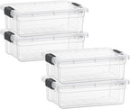 Superio Storage Bins with Lids- 4 Pack, 4.5 Qt Clear Boxes for Organizing, Stackable Plastic Containers- BPA Free, Non-Toxic, Odor Free, Organizer for Home, Office, Dorm