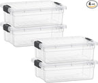 Superio Clear Storage Boxes with Lids, 4.5 Quart Plastic Container Bins for Organizing, Stackable Crates, BPA Free, Non Toxic, Odor Free, Organizers for Home, Office and Dorm, 4 Pack