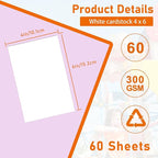 Guakicae 60 Sheets White Cardstock 4 x 6 Craft Paper, 300gsm/110lb Heavyweight Flat Card Stock Printer Paper for Cards Making, Wedding Invitations, Greeting Cards, Birthday, Drawing