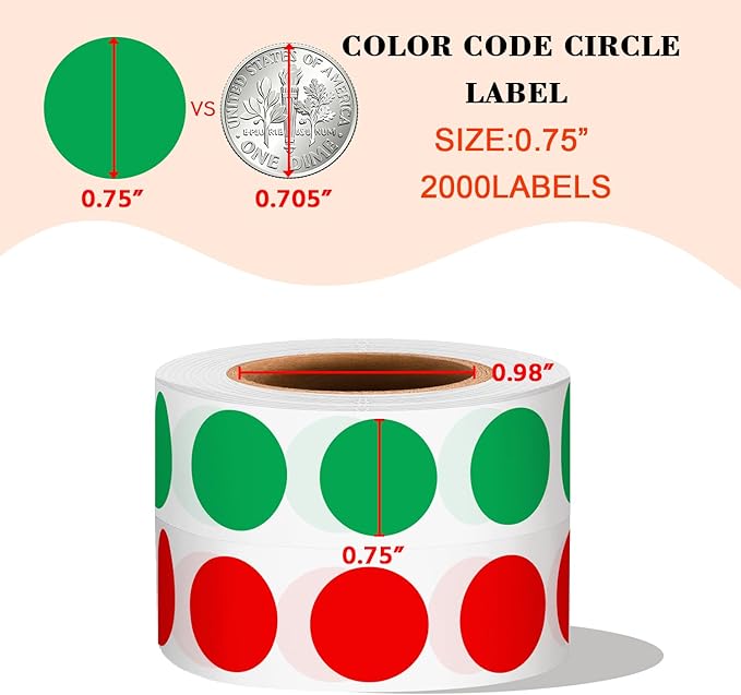 PARLAIM 2 Rolls 2000PCS 3/4" Round Circle Color-Code Dot Stickers,2 Color Style Colorful Coding Label Sticker for Home Office Classroom(Green+Yellow)