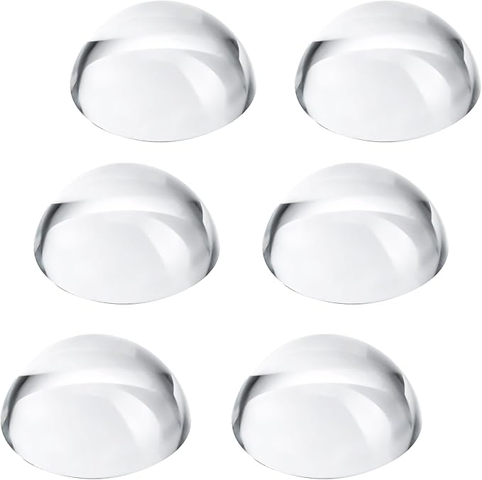 6Pack 1.6inch Crystal Dome Magnifying Paperweight, Clear Distortion-Free Optics Convex Lens Set for Physics Classroom Home Decor, Paper Weights for Outdoor Events