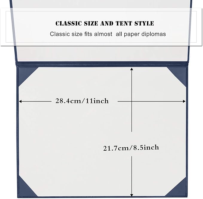 Diploma Cover 8.5” x11” Diploma Holder of Graduation Leatherette Padded Certificate（Tent Style