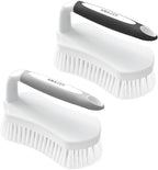 Amazer Scrub Brush for Cleaning Comfort Grip Bathtub Scrubber Stiff Bristles with Handle Heavy Duty Shower Cleaner Brush for Tub Carpet Floor Sink Outdoor - Pack of 2 (Black+Grey)