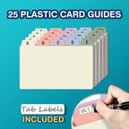 H4D 3x5 Index Card Holder with 100 Heavyweight Ruled Index Cards and 25 Plastic Dividers, Mint Green