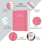 2026 Daily & Monthly Planner - One Page Per Day, Daily Planner from January 2026 - December 2026, Planner 2026 with 12 Monthly Tabs, 8.5" x 11", Pink