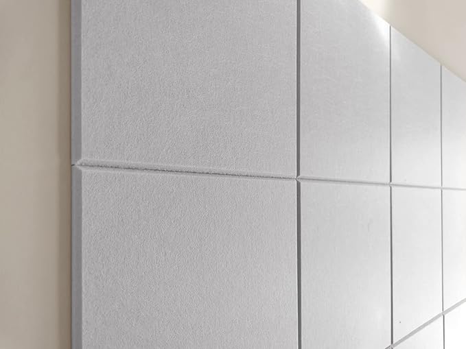 DECORITA Felt Wall Tiles | Large Cork Board Alternative | Aesthetic Felt Bulletin Board for Office, Home & Classroom | Large Cork Boards for Walls Pinboard (12-Pack) | Gray White