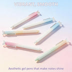 ZJEOSO Gel Pens Fine Point,6 Pcs 0.5mm Quick Dry Black Ink Pens Fine Point Smooth Writing Pens,With Aesthetic Gradient Cute Office School Supplies Gifts for Women,With 10 pen cores