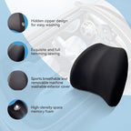 Really Plush Lumbar Support Pillow for Car Seat, Perfectly Balanced 100% Memory Foam Lumbar Pillow - Breathable Removable Cover & Ergonomic Design, Back Pillow for Back Pain Relief(Black, 1PC)