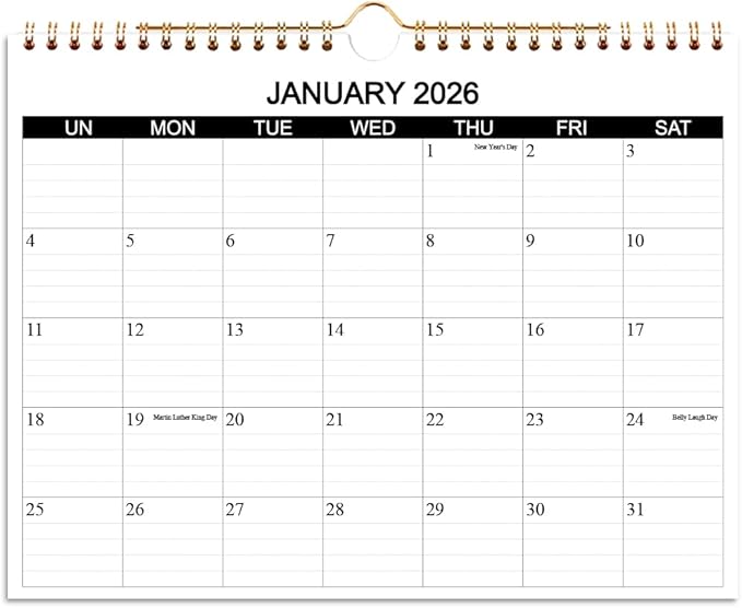 Calendar 2026 - Wall Calendar 2026 Runs from January 2026 to December 2026, 12 Months Calendar with Thick Paper for Planning at Home or Office, 8.5 x 11 Inch, Black