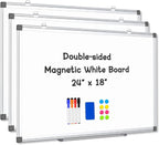 AMUSIGHT 3 Pack Double-Sided Magnetic Whiteboard, 24" x 18" Dry Erase Board, Aluminum Frame White Board for Wall, Hanging Mounting White Board Dry Erase Marker Board for Office, School, Home