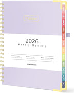 Forvencer 2026 Planner, Hardcover Calendar Planner Weekly and Monthly, Jan 2026 - Dec 2026, 8.5" x 11", Spiral Agenda Book with Tabs, Exquisite Daily Journal Organizer for Home School, Purple
