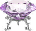 PATIKIL Diamond Crystal Paperweight, 100mm / 3.94" Crystal Paperweight Paper Weight with Silver 25 Metal Base for Home Office Desktop Table Decor Wedding Party Ornaments, Purple